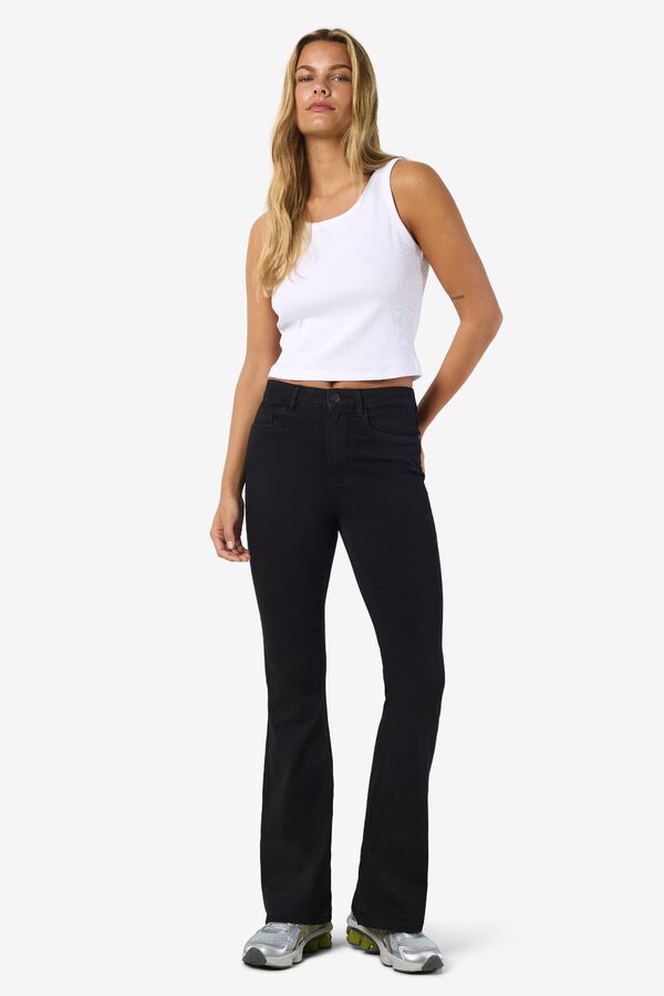 Noisy May Jeans flare de tiro alto negro
