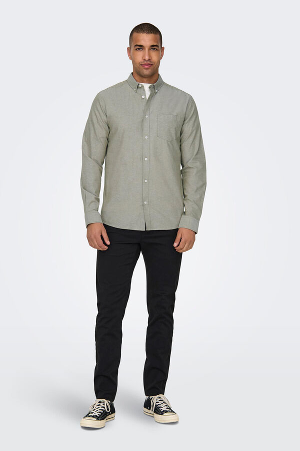 Only & Sons Camisa de manga comprida Oxford verde