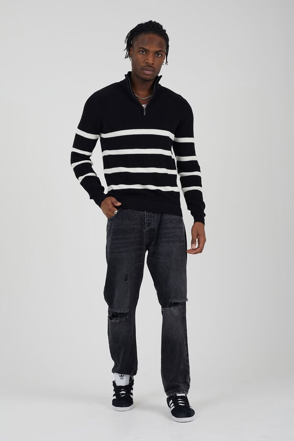 Brave Soul Jersey de punto a rayas negro