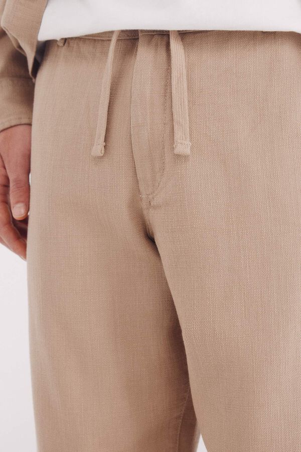 Springfield Pantalón dobby straight fit beige