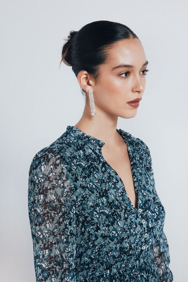 Springfield Vestido corto smock gasa verde