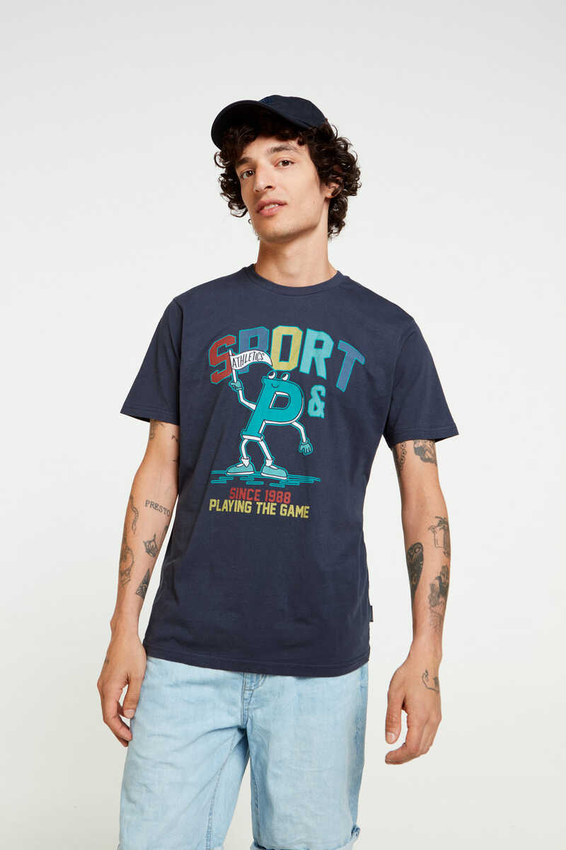 Springfield Camiseta playing sport azul oscuro