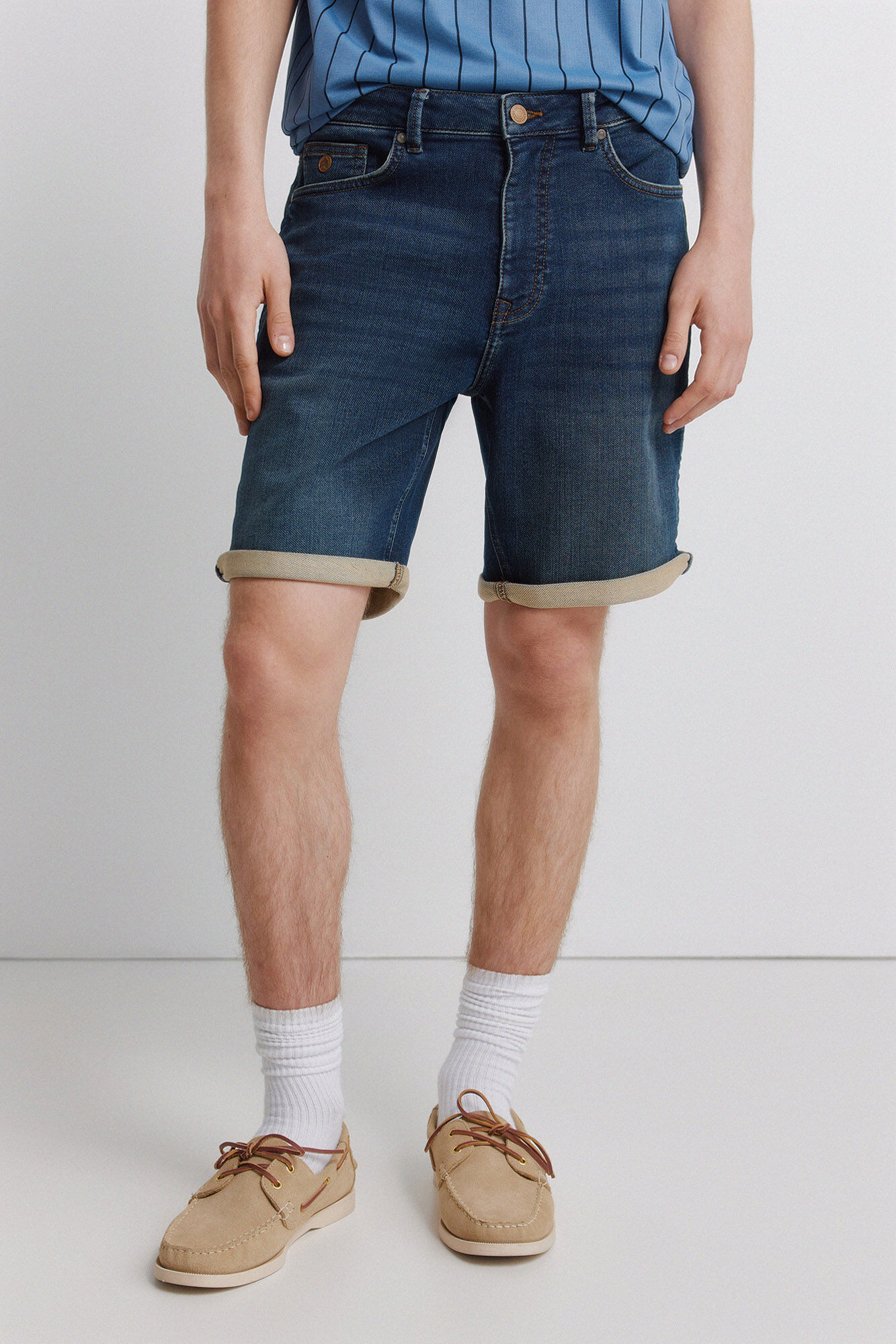 Springfield Bermuda vaquera en knit demim oscuro