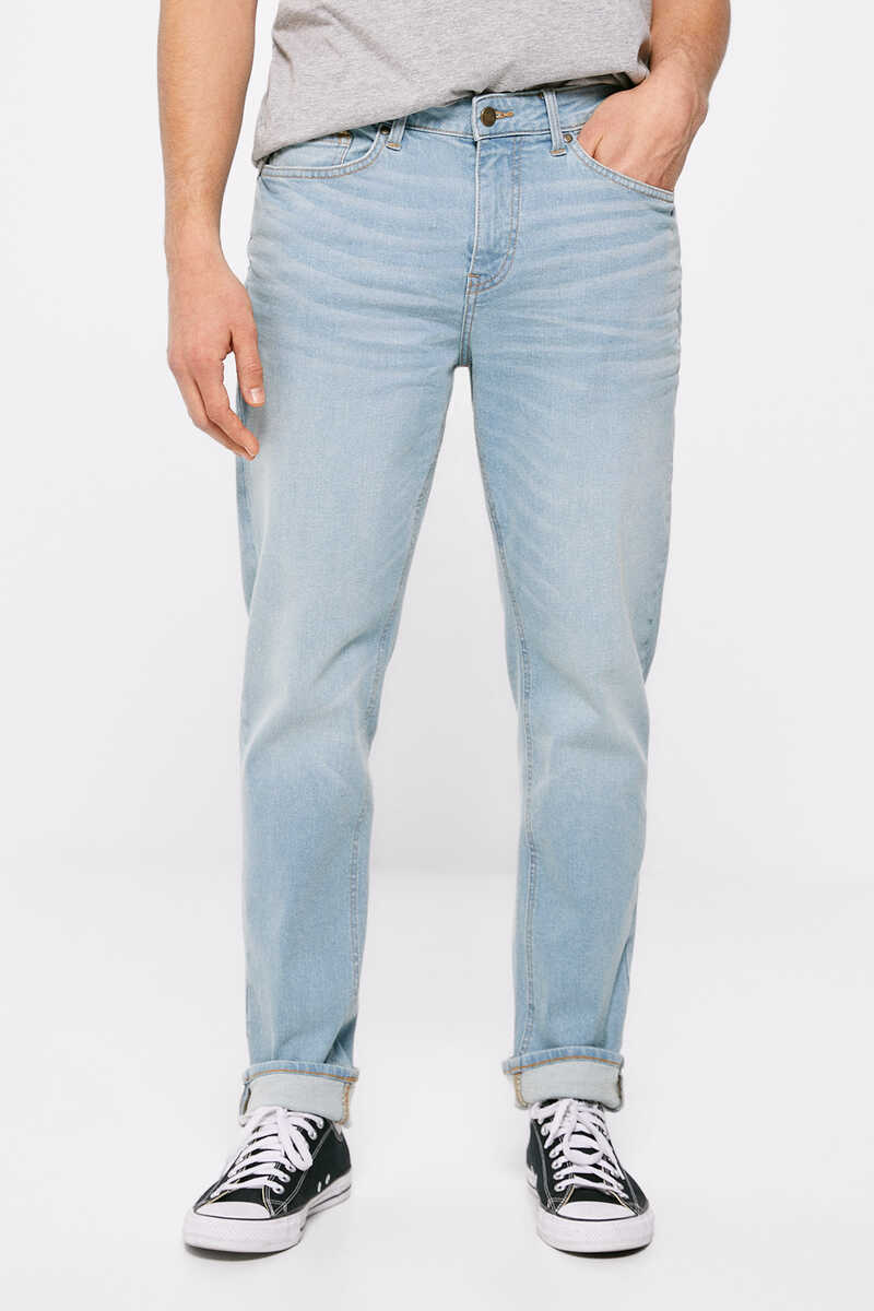 Springfield Jeans slim ligero azul verdoso lavado medio claro turquesa