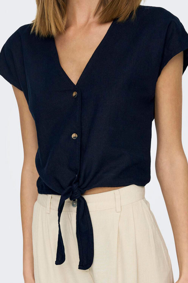 JDY Camisa manga corta nudo gris