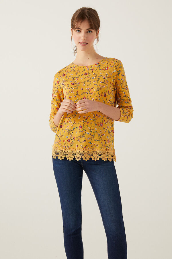 Springfield Camiseta bajo crochet amarillo