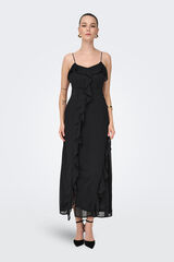 JDY Vestidos compridos folhos preto