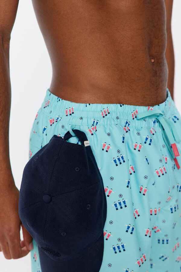 Springfield Ba&ntilde;ador estampado futbol&iacute;n turquesa