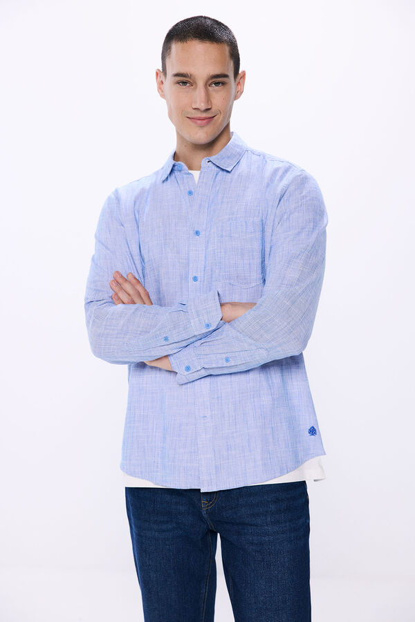 Springfield Camisa estructura bicolor azul