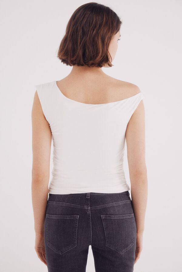 Springfield Top asimétrico liso estampado