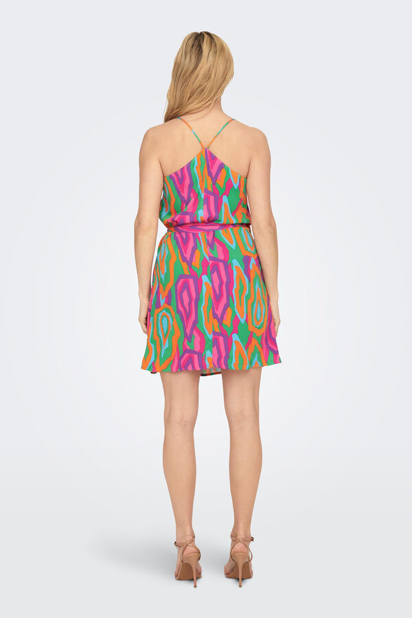 Only Vestido curto al&ccedil;as estampado verde