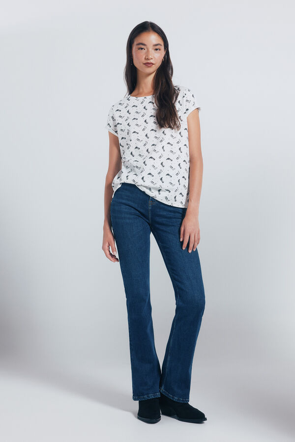 Springfield Camiseta estampada motivos pequeños beige