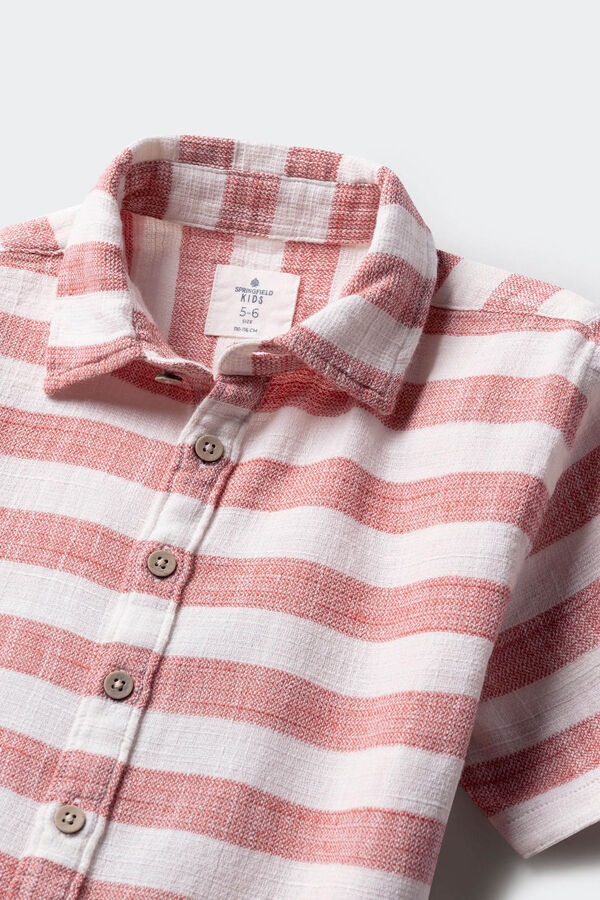 Springfield Kids Camisa listrada de riscas manga curta para menino borgonha