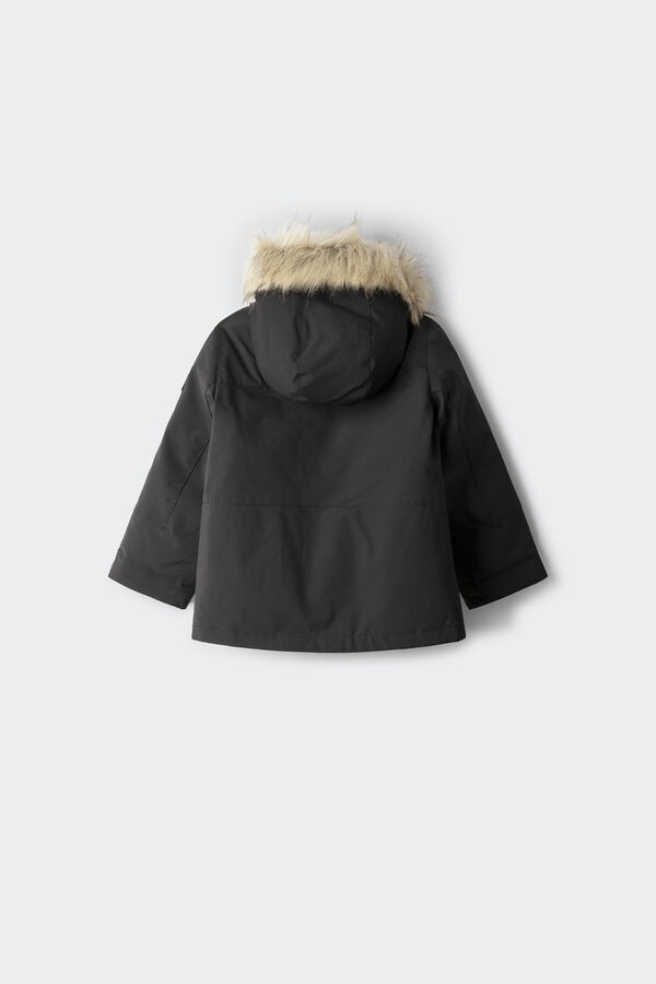 Springfield Kids Parka capucha con pelo ni&ntilde;o negro
