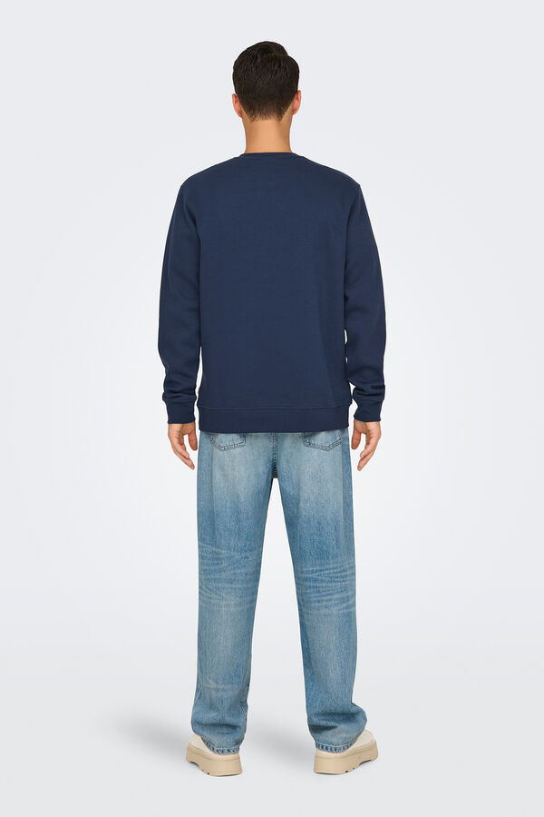 Only & Sons Herren-Sweatshirt mit regular fit und Rundhalsausschnitt. azul