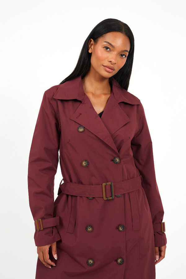 Brave Soul Gabardina comprida com cinto vermelho