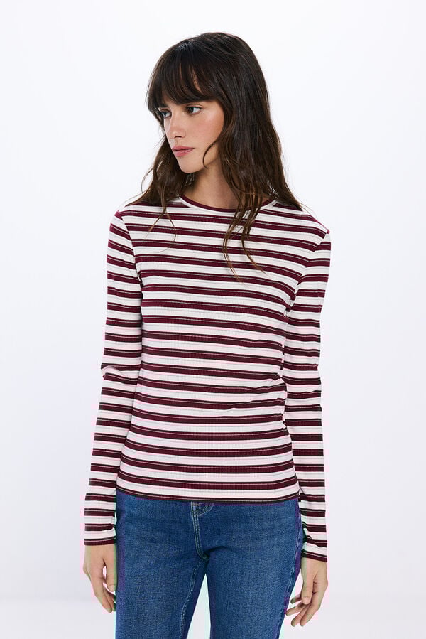 Springfield T-shirt riscas lúrex estampado