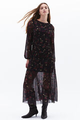 Oxxo Vestido comprido estampado preto