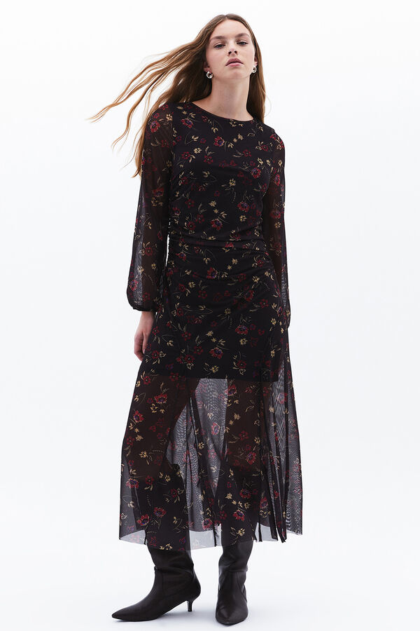 Oxxo Vestido comprido estampado preto