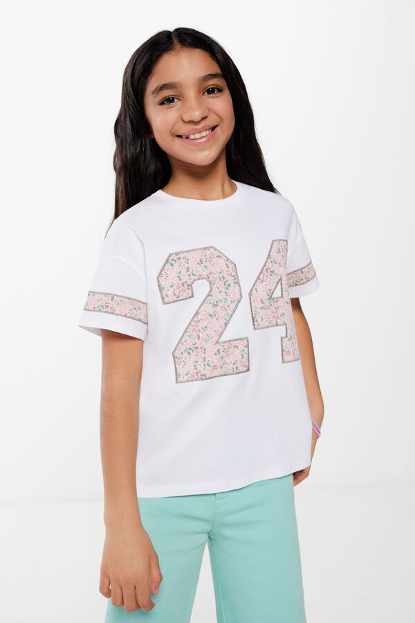 Springfield Kids Camiseta varsity niña blanco