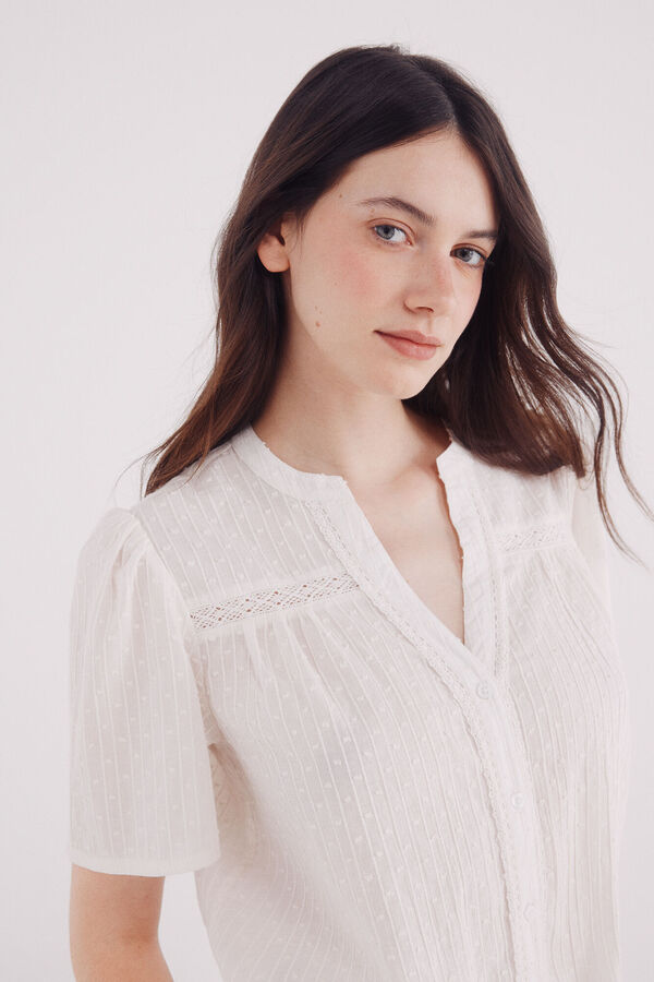 Springfield Camisa Oxford de manga curta bege