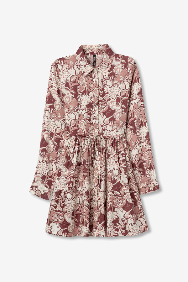 Tiffosi Vestido camisero con estampado floral rojo