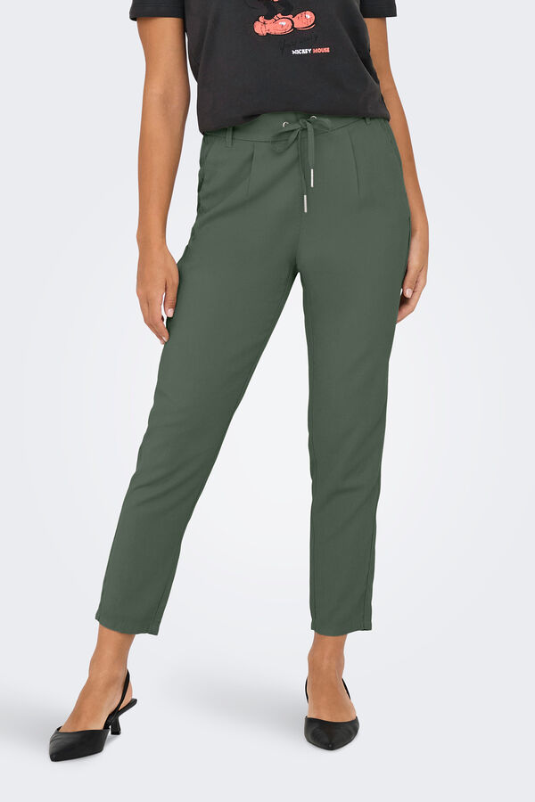 Only Pantal&oacute;n largo recto cintura alta el&aacute;stica gris