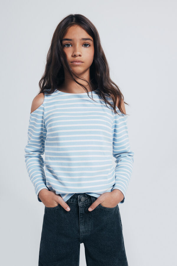 Springfield Kids Camiseta rib hombros descubiertos ni&ntilde;a azul