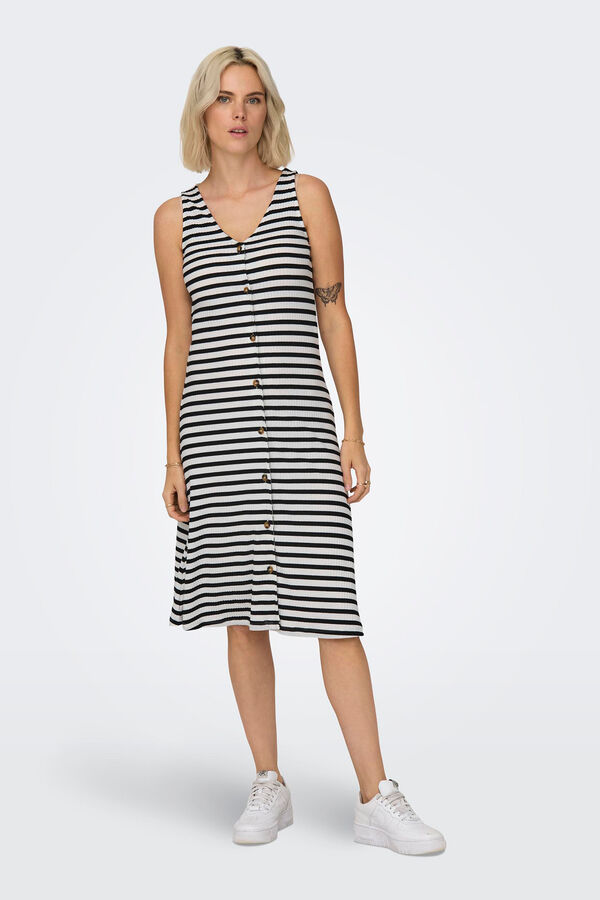 Only Vestido midi a rayas blanco