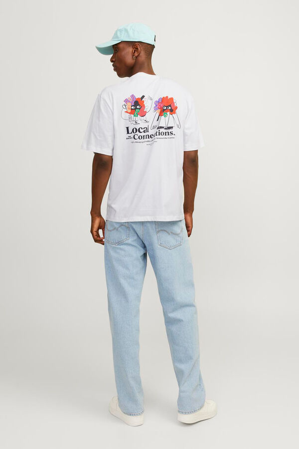 Jack & Jones Camiseta loose fit estampa blanco
