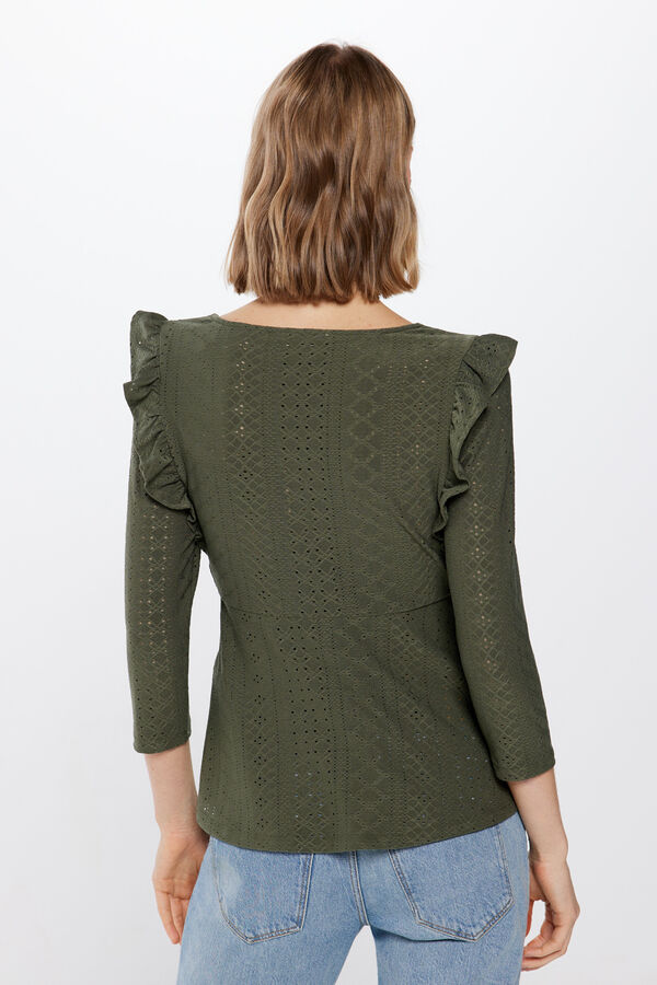 Springfield Blusa Bot&otilde;es Folhos bege