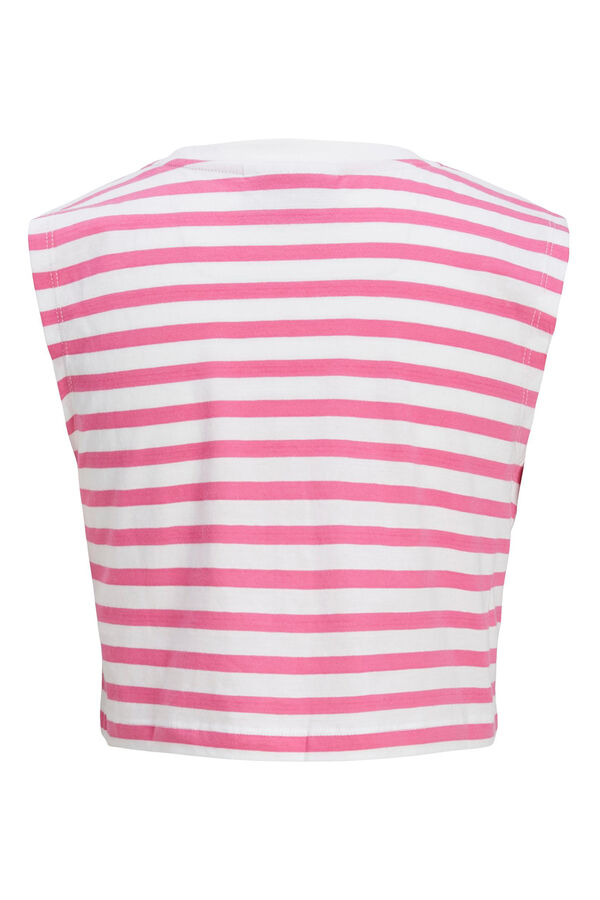 Springfield Camiseta crop de rayas rosa