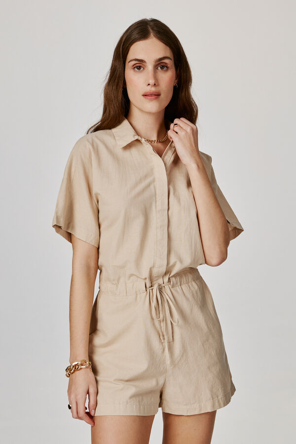 Jack & Jones Mono corto de lino beige