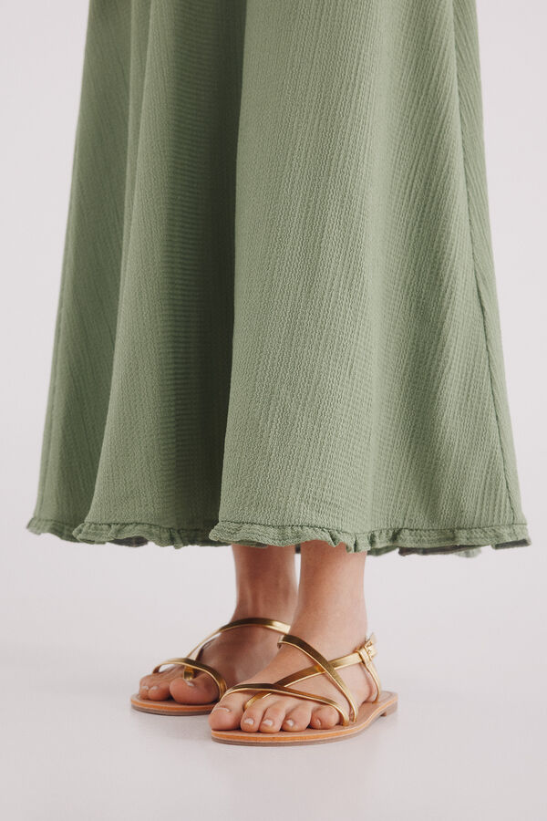 Springfield Vestido midi liso estructura verde