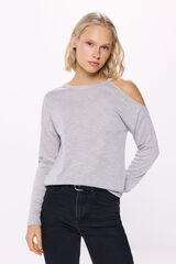 Springfield Camiseta lurex com abertura nos ombros cinzento