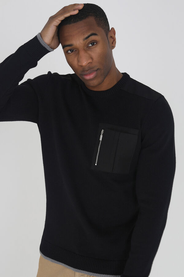 Brave Soul Jersey con bolsillo con cremallera negro