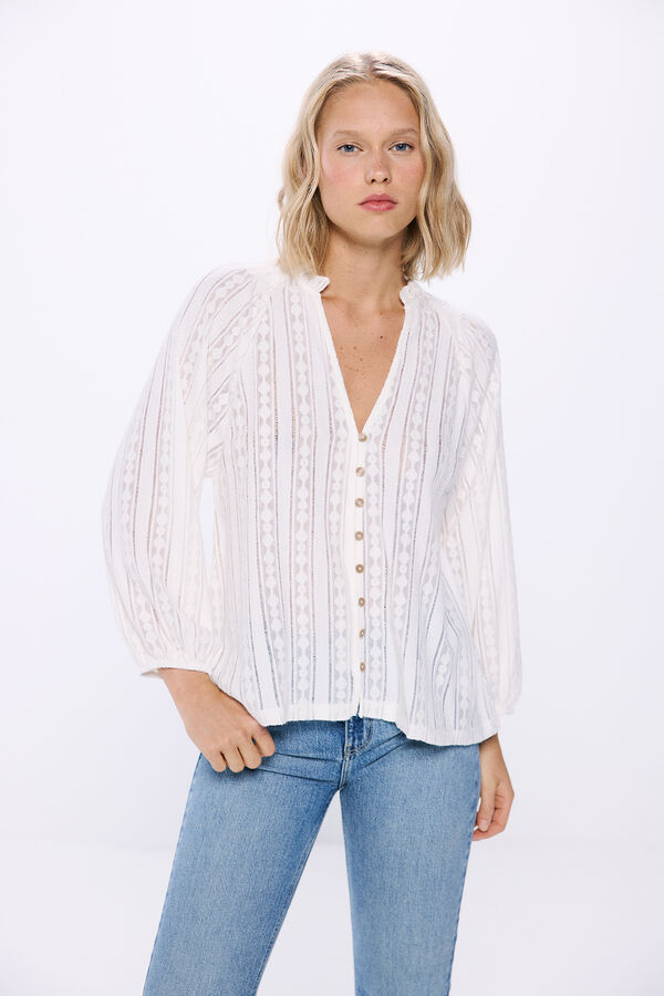 Springfield Blusa estructura cenefas beige