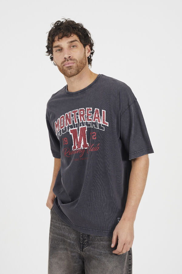 Brave Soul T-shirt de manga curta estampada cinzento