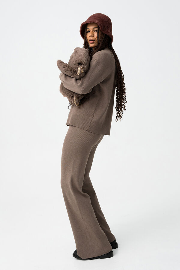 Tiffosi Pantalones Rectos de Punto Canal&eacute; marr&oacute;n