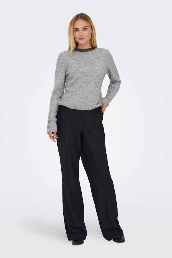 Only Jersey detalle encaje gris