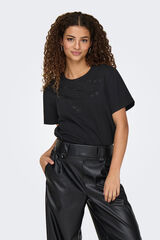 JDY Camiseta manga corta bordada negro