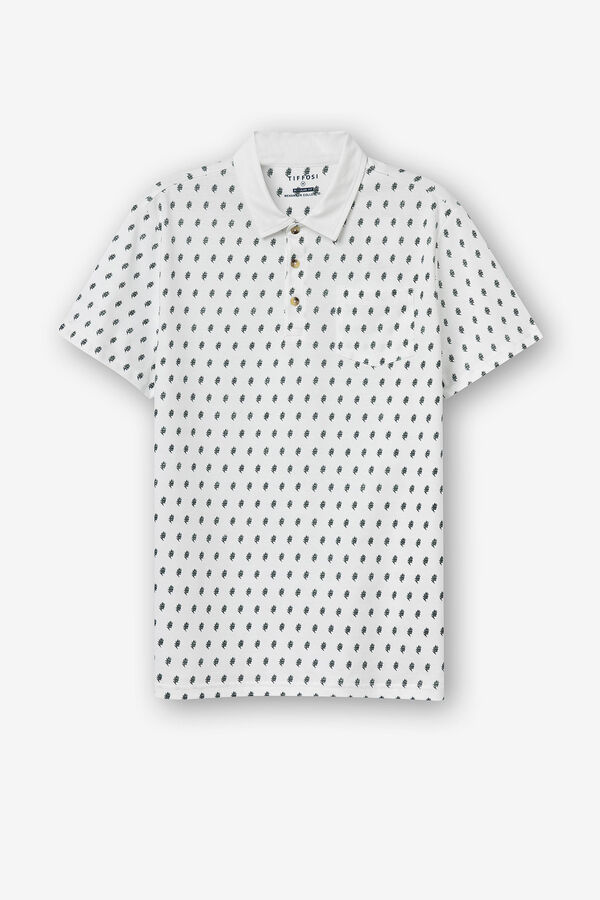 Tiffosi Polo Estampado con Bolsillo blanco