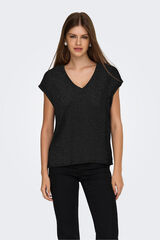 Only Camiseta de glitter negro