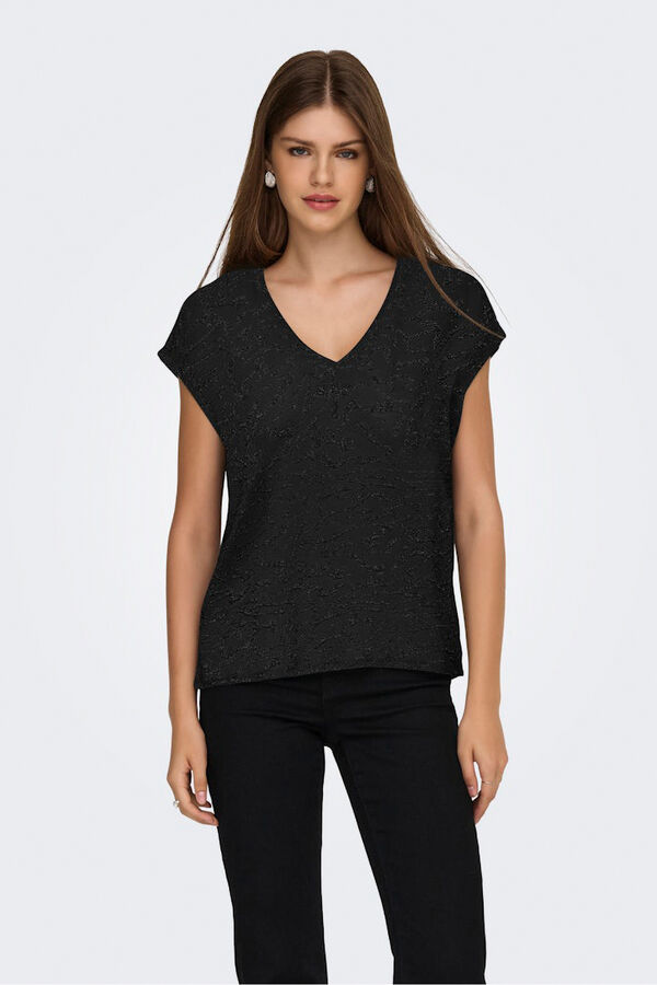 Only Camiseta de glitter negro