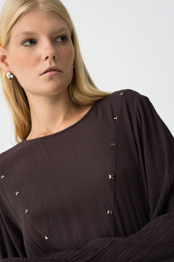 Tiffosi Vestido con Detalles Met&aacute;licos marr&oacute;n