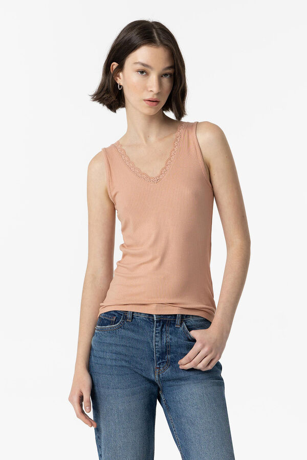 Tiffosi Pack 2 Tops Canelados com renda verde