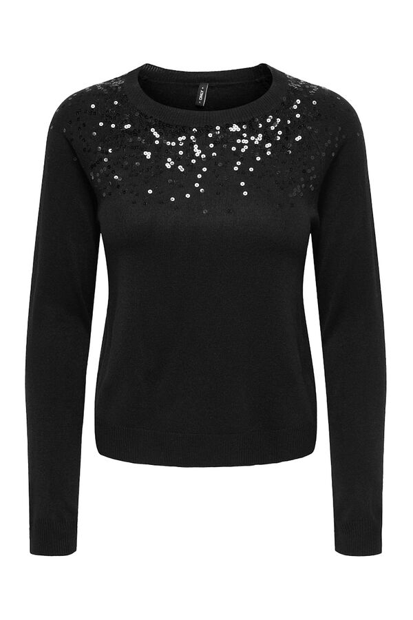 Only Jersey con lentejuelas negro