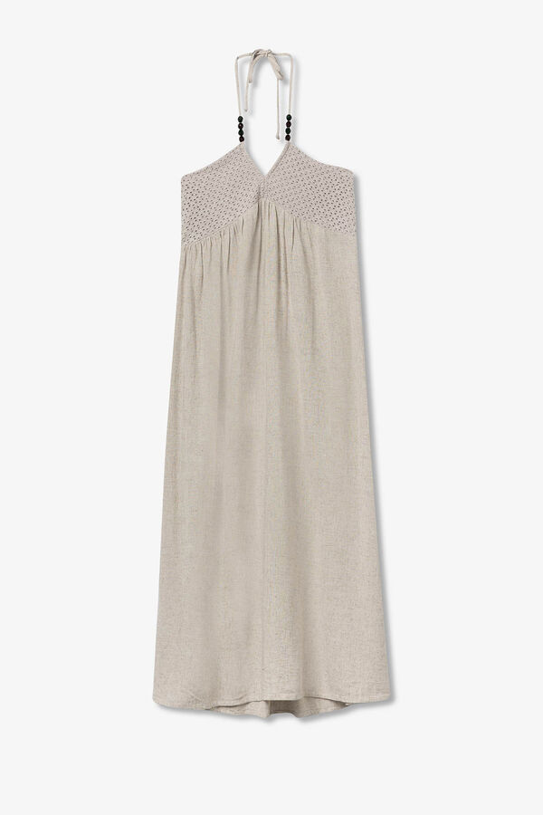 Tiffosi Vestido halter com linho cru