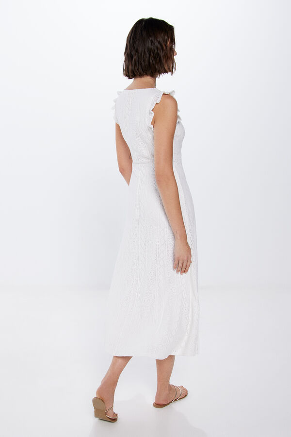Springfield Vestido Midi Crochet blanco