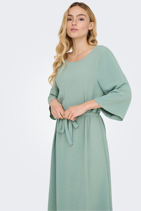 JDY Vestido midi manga 3/4 turquesa